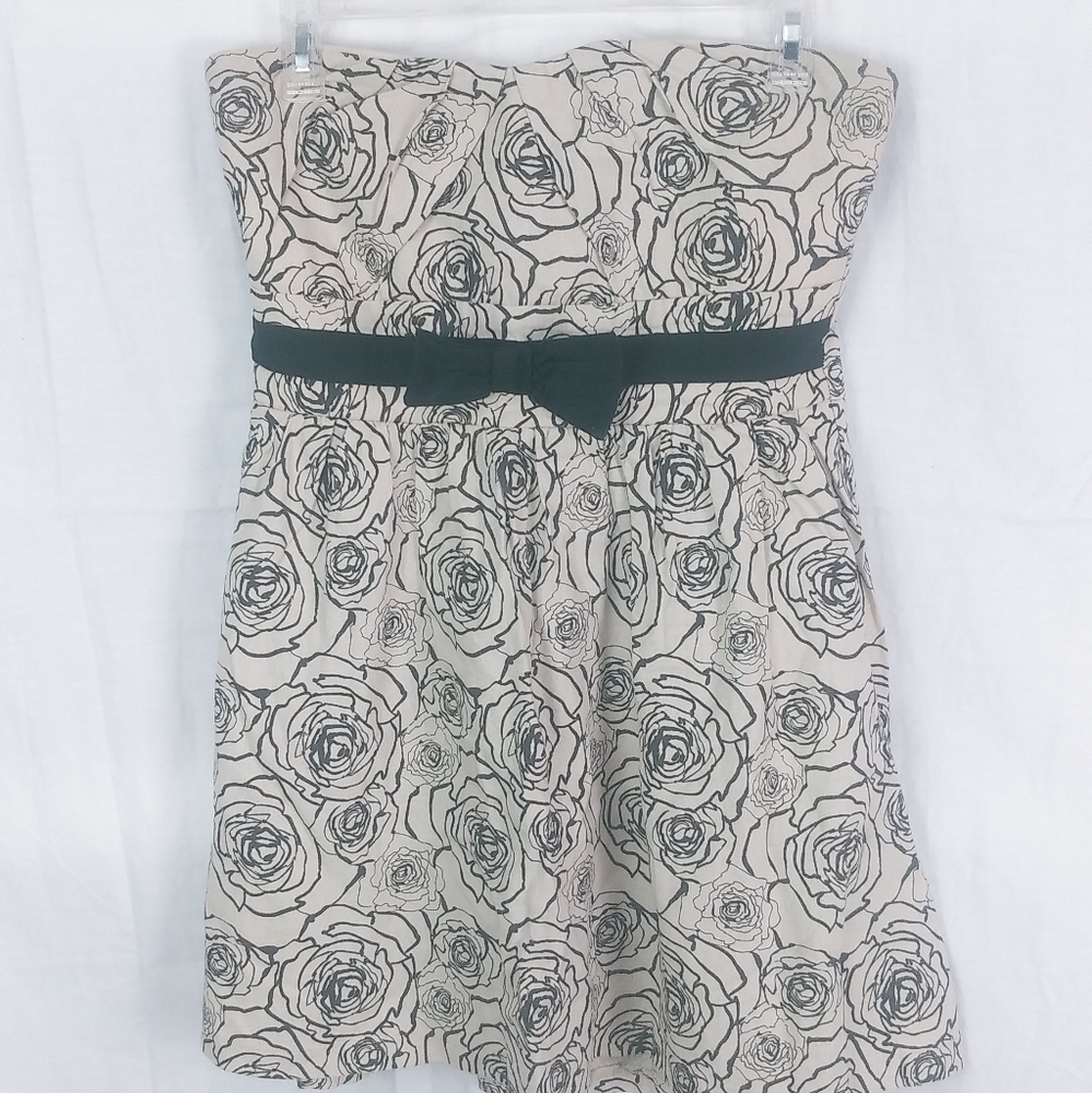 4/20 Must Have strapless floral linen rayon mini dress